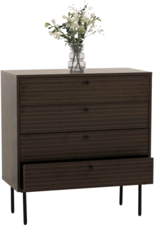 Kommode HWC-N78, Sideboard Schrank, 4 Schubladen, skandinavischer Stil Metall Holz Melamin MVG 85x80x40cm ~ dunkelbraun