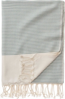 Urbanara Hamamtuch Strandtuch Bolu - Grüngrau & Naturweiß, (1-St), Saunatuch mit Rautenmuster, 50% Baumwolle & 50% Bambus