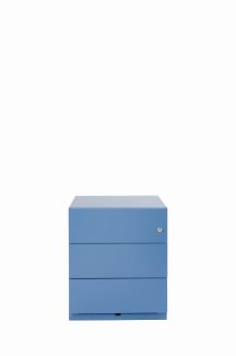 Rollcontainer Note™ mit Griffleiste, 3 Universalschubladen, Farbe blau