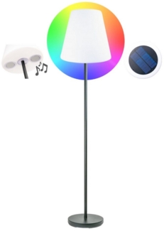 Schwaiger LED Außen-Stehlampe 661828, Fernbedienung zum Ein-/Ausschalten der Lampe, verschiedene Lichtmodi, Bluetooth Lautsprecher, LED, farbwechsel, integrierter Lautsprecher, Farbwechseleffekt, IP44