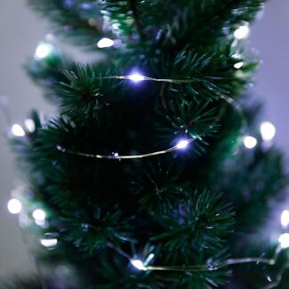 Innen-Lichterkette mit Timer 40 LED kaltweiß 4m Drahtlichterkette Weihnachtsdeko