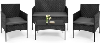 Woltu Gartenlounge-Set, (4-tlg, 1 Sofa, 2 Sessel, 1 Couchtisch), Gartenmöbel-Set, mit Metallrahmen und Sicherheitsglas