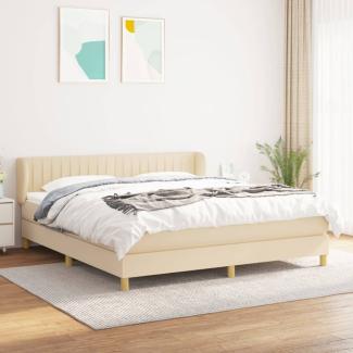 Doppelbett, Polsterbett mit Matratze Stoff Creme 180x200 cm