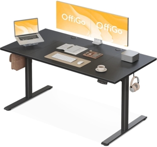 OffiGo Höhenverstellbarer Schreibtisch 160 cm Elektrisch Memory-Funktion Schwarz