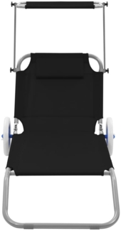 vidaXL Klappliege mit Sonnenschutz und Rädern Stahl Schwarz 44323