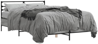 vidaXL Bettgestell Grau Sonoma 140x200 cm Holzwerkstoff und Metall 3280045