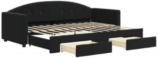 vidaXL Tagesbett Ausziehbar mit Schubladen Schwarz 80x200 cm Samt 3197346