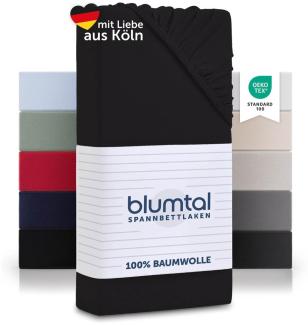 Blumtal® Baumwolle Spannbettlaken 200x220 cm Basics Jersey im 2er Set - Bettbezug 200x220 cm - Oeko-TEX zertifiziertes Spannbetttuch 200x220 cm - Matratzenbezug 200x220 cm - Leintuch - Schwarz