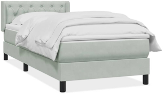 vidaXL Boxspringbett mit Matratze Hellgrau 80x210 cm Samt 3318345