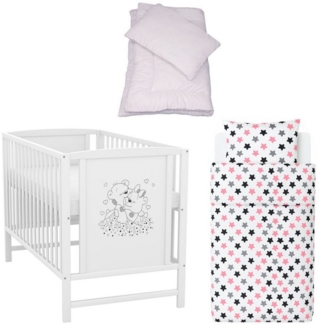 Baby-Delux Komplettbett Babybett Mia Komplettset, 7-tlg, Kinderbett 60x120 cm weiß, Bettset verschiedene Designs