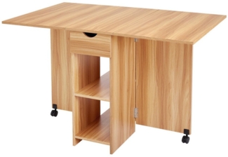 Mondeer Esstisch Klappbarer Esstisch, mit 1 Schublade und 2 Lagerregalkonsolen 72 x 120 x 75 cm