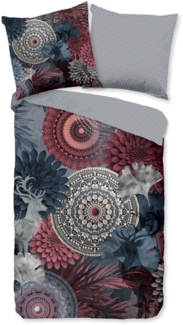 hip Flanell Bettwäsche 135x200 Makema Mandala Hirsch Blätter grau rot 33373