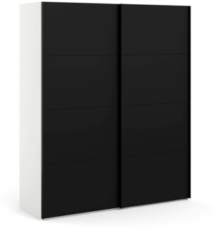 Dmora Kleiderschrank 2 Türen Portlouis, Schlafzimmermöbel, Schrank, Garderobe, 182x62 h220 cm, Schwarz und Weiß