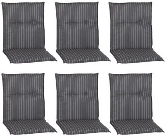 NYVI Sitzauflage Niedriglehner Auflagen 6er Set Barcelona Gartenstuhlauflagen 100x50 cm, (6 St), Niederlehner Stuhlauflage Sitzauflage mit Halteband Streifen gestreift