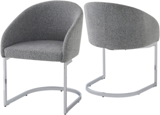 Merax Freischwinger(2 st), 2er-set Esszimmerstuhl, Ergonomischer Stuhl, Eisenbeinstuhl Silber, Grau