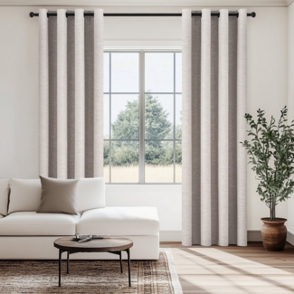 Topfinel Gardine mit ösen leinen verdunkelungsvorhang thermo 2er set wohnzimmer modern, vorhang blickdicht für schlafzimmer kinderzimmer weiß oder natur