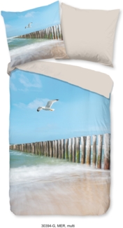 good morning Renforcé Bettwäsche 3 teilig Bettbezug 200x200 cm Kissenbezug 80x80 cm Mer Multi