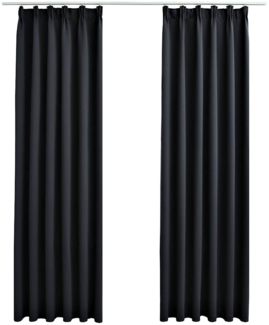 vidaXL Verdunkelungsvorhänge mit Haken 2 Stk. Schwarz 140x245cm 134416