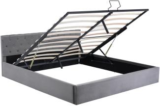 Merax Hydraulisches Polsterbett 180x200 Stauraumbett Doppelbett aus Samt mit Lattenrost Grau