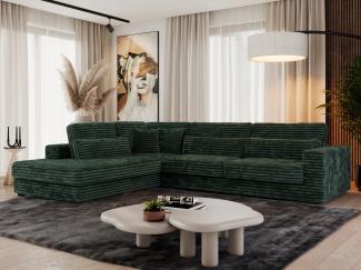 Freistehendes Ecksofa mit lose Kissen, L-form - SAVONA - links - Grün Cord