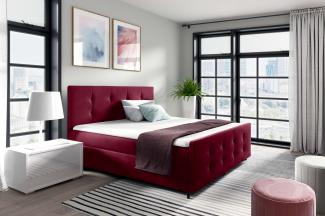 99rooms Primo Boxspringbett 140x200 cm Velours MONOLITH Bordeaux