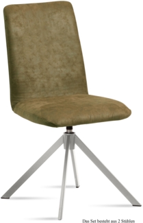 Esszimmerstuhl drehbar (2er-Set) Dozene 47x92x60 Edelstahl/Olivgrün