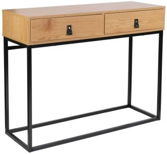 Home Deco Factory HD6623 Abbott Schreibtisch, Holz und Metall, Konsole, Möbel, für Eingangsbereich, Natur, 100 x 35 x 80,5 cm, Holzwerkstoff, Natürliches Schwarz, 100. 00 x 35. 00 x 80. 50