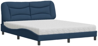 vidaXL Bett mit Matratze "Hvar" Blau 160x200 cm Stoff 3208547