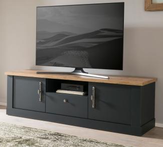 TV-Lowboard Ribera in grau und Eiche Wotan Landhaus 158 cm