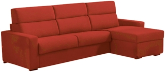 Dmora Schlafsofa mit Halbinsel Pusiano, Verwandelbares Ecksofa für das Wohnzimmer, gepolstert, abnehmbar, 100 % Made in Italy, 280x160 h100 cm, Orange
