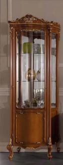 Casa Padrino Luxus Barock Vitrine Braun / Gold - Handgefertigter Vitrinenschrank mit Tür - Prunkvolle Barock Möbel - Luxus Qualität - Made in Italy