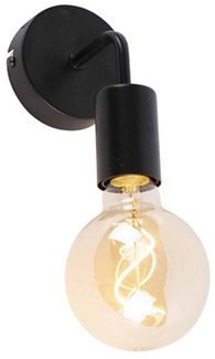 Qazqa Wandleuchte Facile, ohne Leuchtmittel, E27, Schwarz, Modern, Stahl, 1-flammig