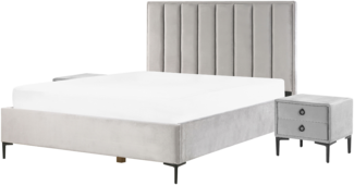 Schlafzimmer komplett Set 3-teilig grau 160x200 cm SEZANNE