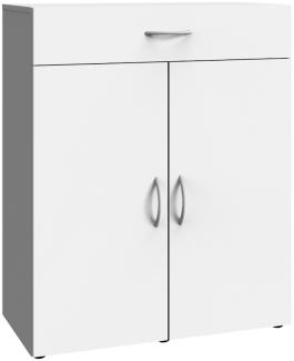 Kommode Multiraumkonzept weiß Putzschrank mit 2 T. Mehrzweckschrank Schuhschrank ca. 80 cm breit