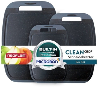 NEOFLAM® Schneidebrett BiJu Antibakterielles Schneidebrettset, 3tlg. - Granitschwarz/Grau, Kunststoff (PP), (3-St)
