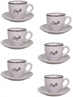 6er Set weiß Espressotassen mit Unterteller Mokkatassen Antic Line SEB17185