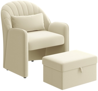 Yaheetech Loungesessel mit Fußhocker & Rückenkissen, Relaxsessel Ohrensessel Fußstütze mit Stauraum
