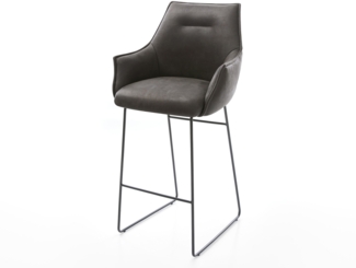 Barstuhl Alja-Flex Mikrofaser Anthrazit Vintage Kufengestell Metall Schwarz Taschenfederkern