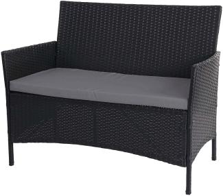 Poly-Rattan Gartenbank Halden, Sitzbank Bank ~ anthrazit, Kissen anthrazit