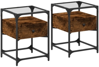 vidaXL Nachttische 2 Stk. Räuchereiche 40x40x55 cm Holzwerkstoff 846079