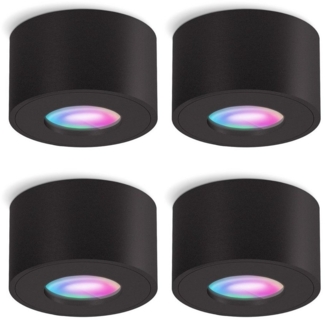 SSC-LUXon LED Außen-Deckenleuchte CELI-1 Aufbauspot flach schwarz IP44 Spritzwasserschutz mit Smart LED, Warmweiß bis Tageslicht