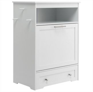 Costway 2 in 1 Haustier-Futterschrank, MDF weiß, 61 x 35,5 x 82,5 cm