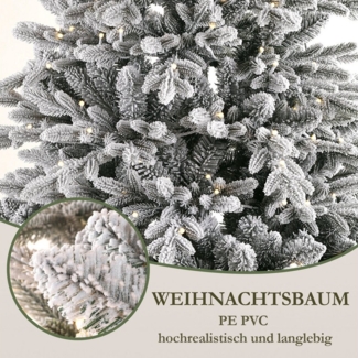 WHEELYOU Künstlicher Weihnachtsbaum Tannenbaum mit Beleuchtung, PVC+PE, warmes Gelb LED & Dekoset, Nordmanntanne, Warmweiße LED-Beleuchtung inklusive, schnell aufgebaut und dekorativ