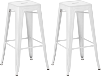 2er Set Barhocker DOLAN - Metall Weiß 43 x 43 x 76 cm | Barstuhl Tresenhocker Tresenstuhl Kneipenhocker Kneipenstuhl