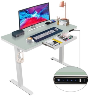 DOPWii Schreibtisch Elektrisch höhenverstellbarer Computertisch mit Memory-Funktion (1-St, Schreibtisch elektrisch verstellbar *1), 120×60 cm einteilige Glasplatte Tisch,mit USB/Typ-C,Kindersicherung