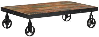 Couchtisch mit Rädern Massivholz 100 x 60 x 26 cm Altholz