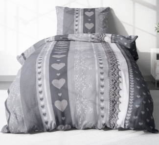 Heubergshop Bettwäsche, Renforcé, 135x200cm + 80x80cm Love Liebe Herzen 100% Baumwolle (386/2-Renforce)