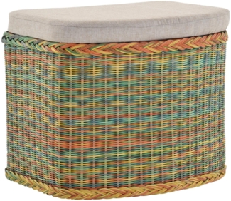 Krines Home Wäschetruhe Wäschekorb bauchig Sitz Truhe Sitzbank mit Deckel Sitzhocker Polster (Wäschebox mit Inlett), Sitzbank mit Stauraum