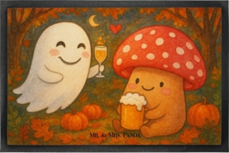 Mr. & Mrs. Panda Fußmatte Gespenst Prost Design, Schmutzfangteppich 40 x 60 cm, Weiß, Fußmatt, Höhe: 40 mm
