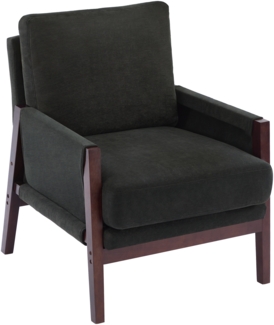 Merax Relaxsessel, Einzelsessel, Polstersessel, Lesesessel, Loungesessel, Massivholzgestell, Samtstoff, Dunkelgrau